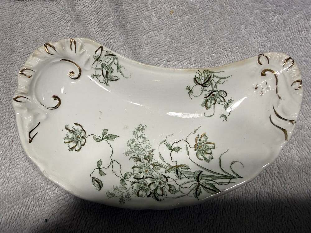Vintage J & G Meakin Hanley Bone Dish Floral Gold Trim